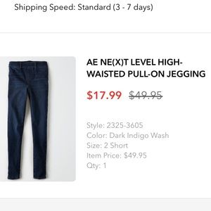 AE Next Level High waisted pull on jegging.